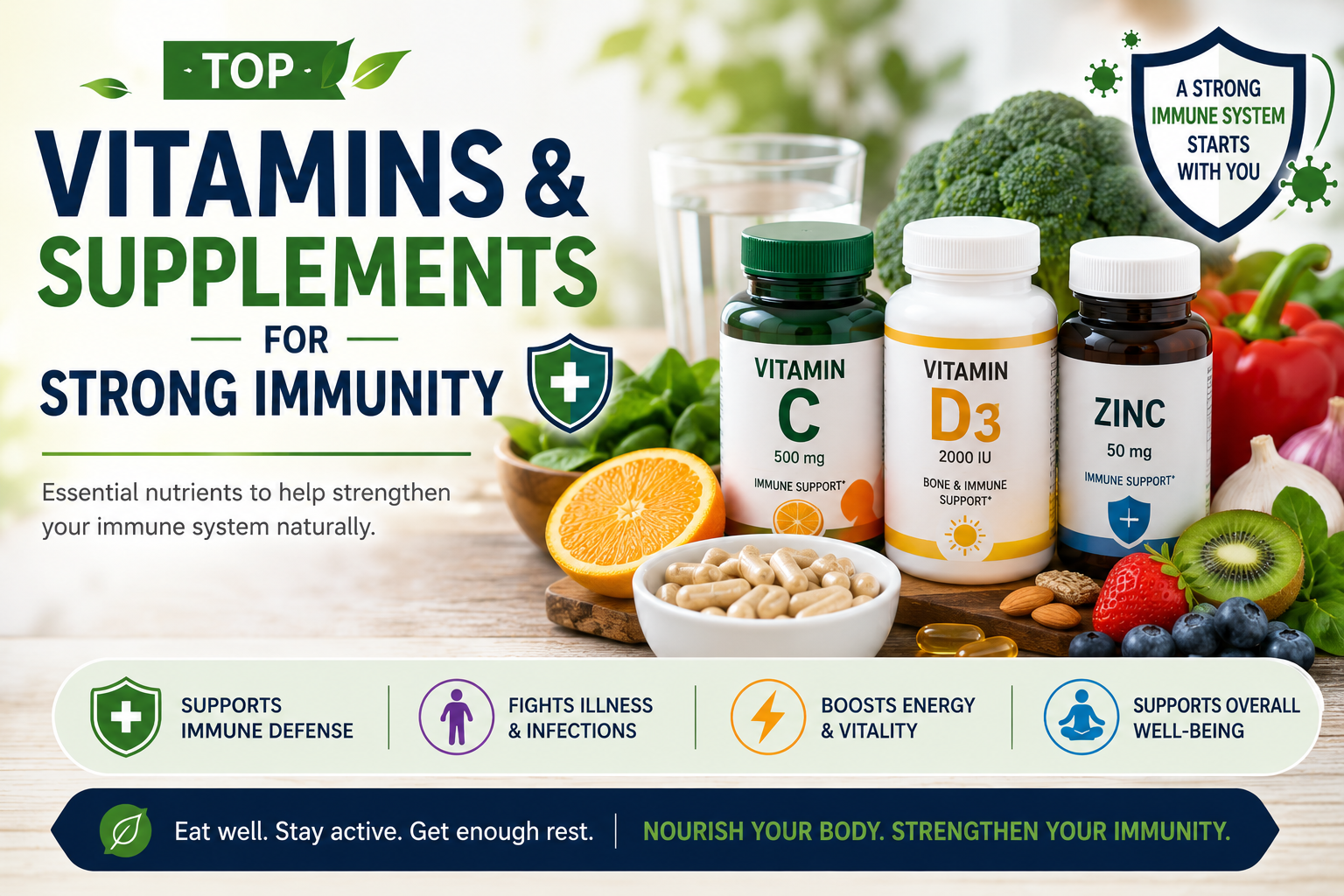 Top Vitamins and Supplements for Strong Immunity